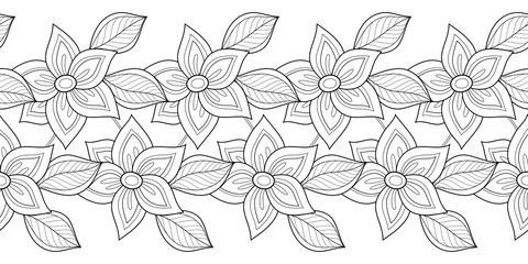 Vector Seamless Monochrome Floral Pattern
