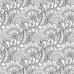 Vector Seamless Monochrome Floral Pattern