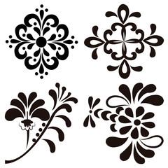 set of 4 abstract flowers