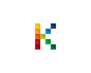 Letter K Square Color Pixel Logo Design Element