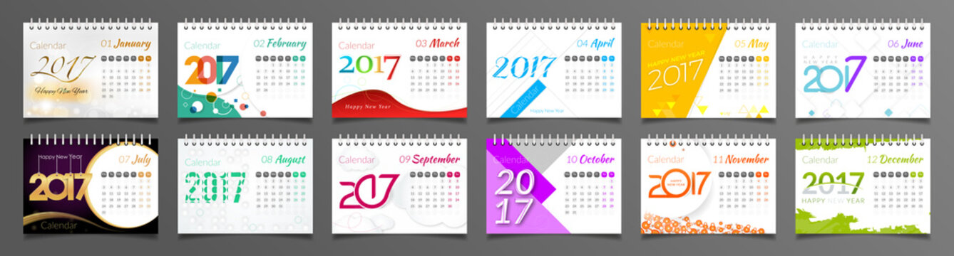 Agenda 2017 - Vector template of 2017 calendar