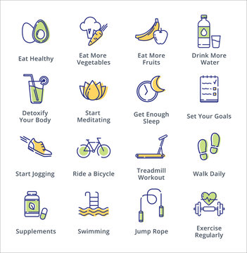Healthy Lifestyle Icons - Outline Series

