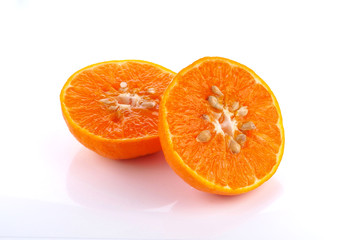 orange slices on white background
