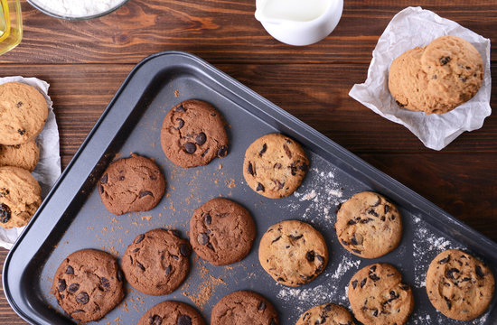 Freshly Baked Cookies On Tray