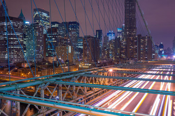 Obraz premium Traffic on the Brooklyn Bridge