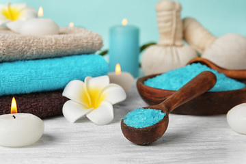 Beautiful spa composition on light background