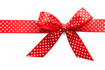 Red ribbon bow on white background