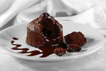 Chocolate fondant on plate