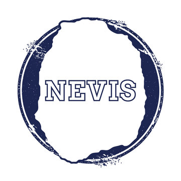 Nevis vector map. Grunge rubber stamp with the name and map of island, vector illustration. Can be used as insignia, logotype, label, sticker or badge.