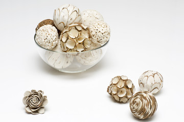 Home decoration is on the white background. Decorative product made of natural materials. 