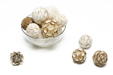 Home decoration is on the white background. Decorative product made of natural materials. 