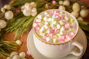 Cup of hot cocoa with marshmallows