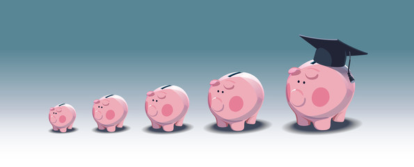 Piggy banks. Saving for education