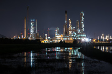 Oil refinery industry at night