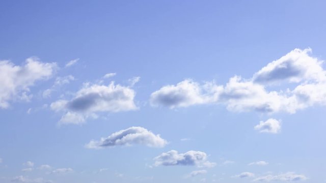 Fast moving clouds on the blue sky
