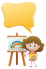 Speech bubble template with girl painting