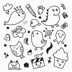 Funny animal vector doodle design. Illustrator vector design of