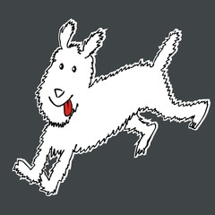 running dog, fox terrier, vector funny illustration