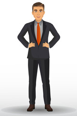 Businessman with black suit, vector illustration