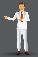 Businessman in white suit, vector illustration