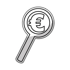 search magnifying glass with euro symbol vector illustration design