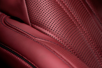 Part of leather car seat. Macro.