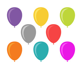 Happy Birthday Colorful Balloon Isolated Vector Set