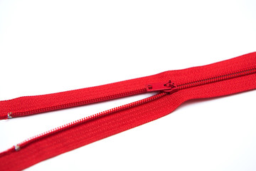 red zipper on white background