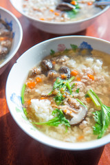 rice porridge with pork and vegetable
