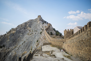 Wall of Genoa fortress in Sudak Crimea
