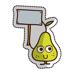 pear fruit character comic icon vector illustration design