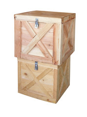 Wooden box isolated on white background