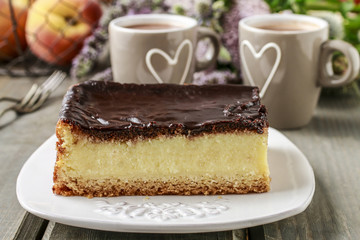 Piece of traditional Vienna cheesecake