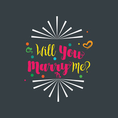 Typography Lettering Card Design With Text Will You Marry Me