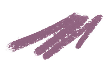 Pink color cosmetic eye pencil strokes, beauty product samples isolated on white background