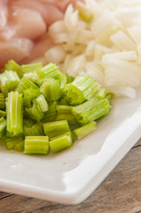 heap of sliced celery,