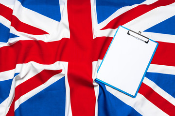 Union jack flag and clipboard