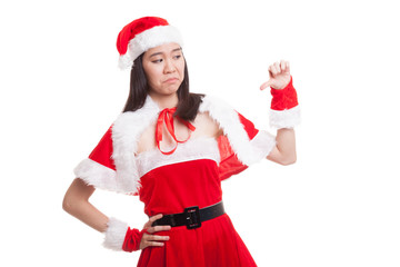 Asian Christmas Santa Claus girl  thumbs down.