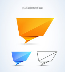 Vector origami speech bubble. Messaging icon. Logo elements