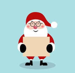 Christmas Santa Claus with blank sheet of paper
