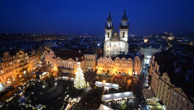 Christmas market in the old town of Prague, Czech Republic