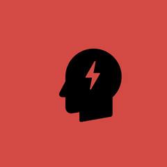 lightning idea in head icon. flat design