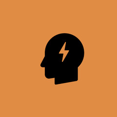 lightning idea in head icon. flat design