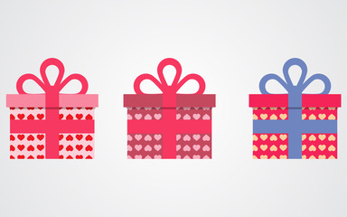 Vector gift boxes icons Valentines