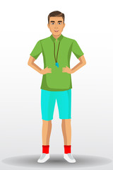 Coach sport with standing position. isolated on background. vector illustration