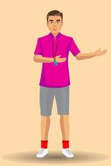 Coach sport with standing position. isolated on background. vector illustration