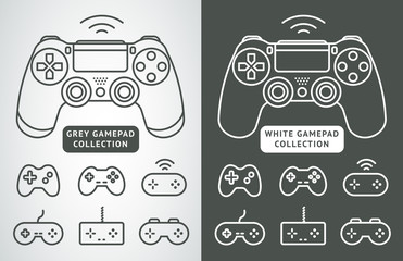 Simple vector gamepad icon set. Joypad, joystick illustration isolated on white background. Simple game elements © nickimpression