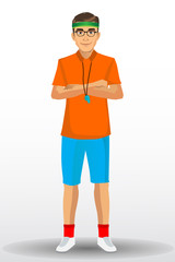 Coach sport with standing position. isolated on background. vector illustration