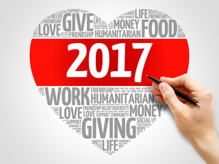 2017 heart concept background, health and sport goals word cloud