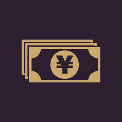 Money icon. Yen and cash, coin, currency, bank symbol. Flat design. Stock - Vector